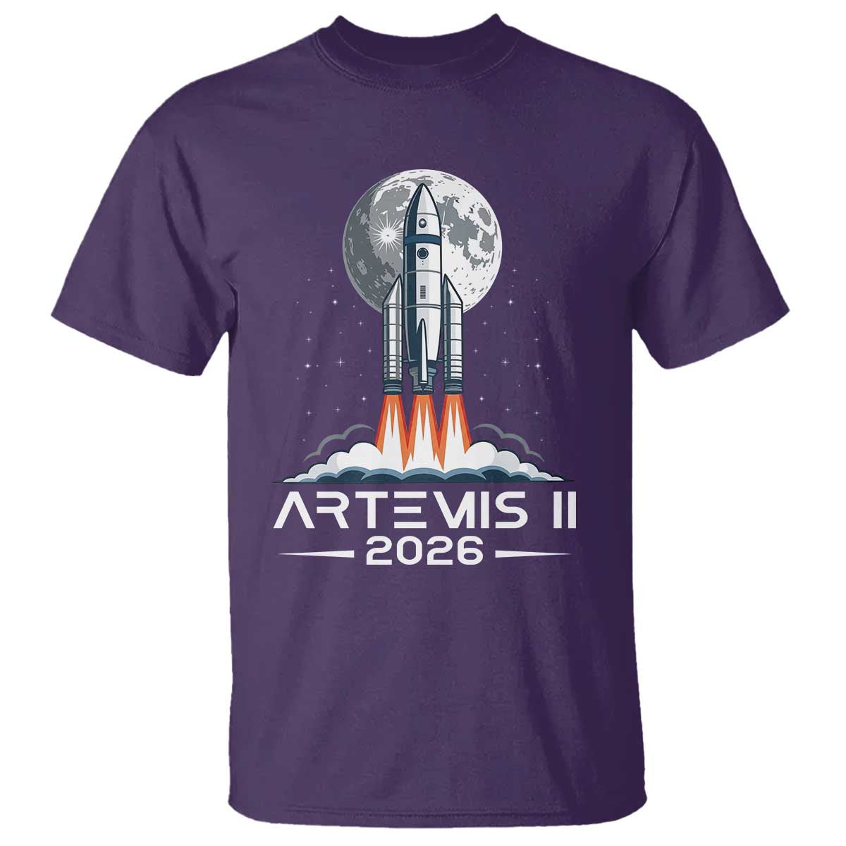 Lunar Journey 2026 Retro Rocket Launch T Shirt Space Exploration Astronomy Enthusiasts Sci-Fi Lovers TS02 Purple Print Your Wear