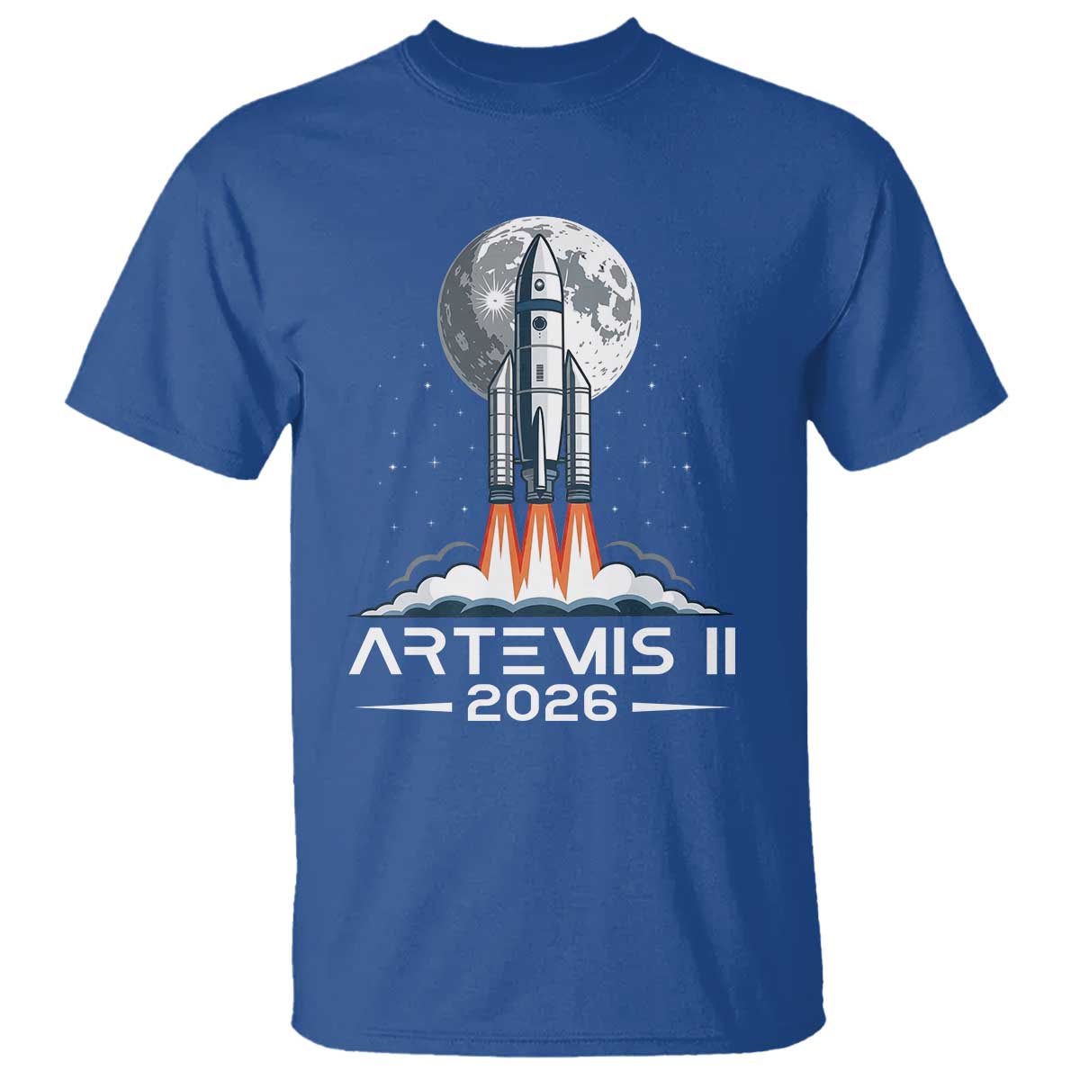 Lunar Journey 2026 Retro Rocket Launch T Shirt Space Exploration Astronomy Enthusiasts Sci-Fi Lovers TS02 Royal Blue Print Your Wear