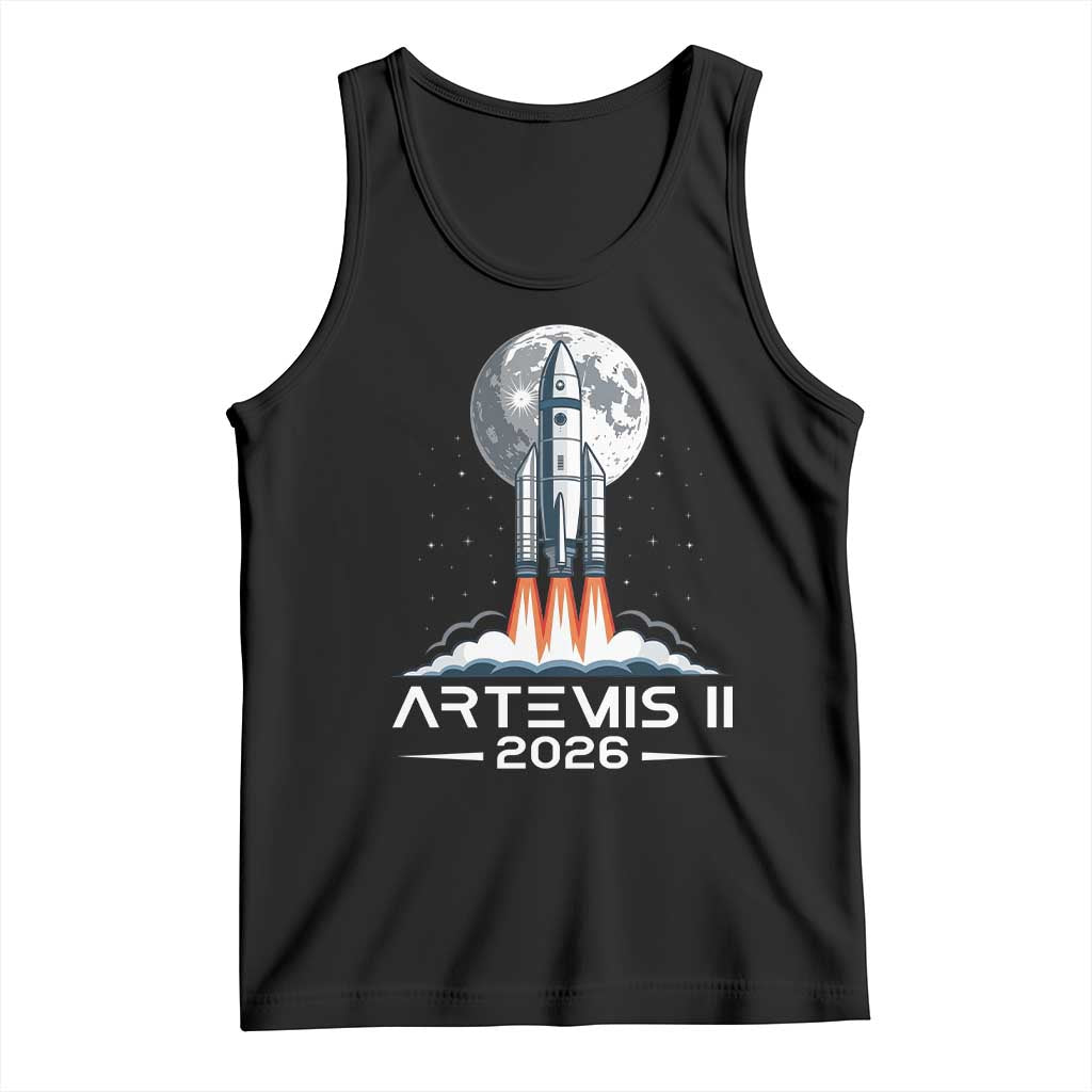 Lunar Journey 2026 Retro Rocket Launch Tank Top Space Exploration Astronomy Enthusiasts Sci-Fi Lovers TS02 Black Print Your Wear