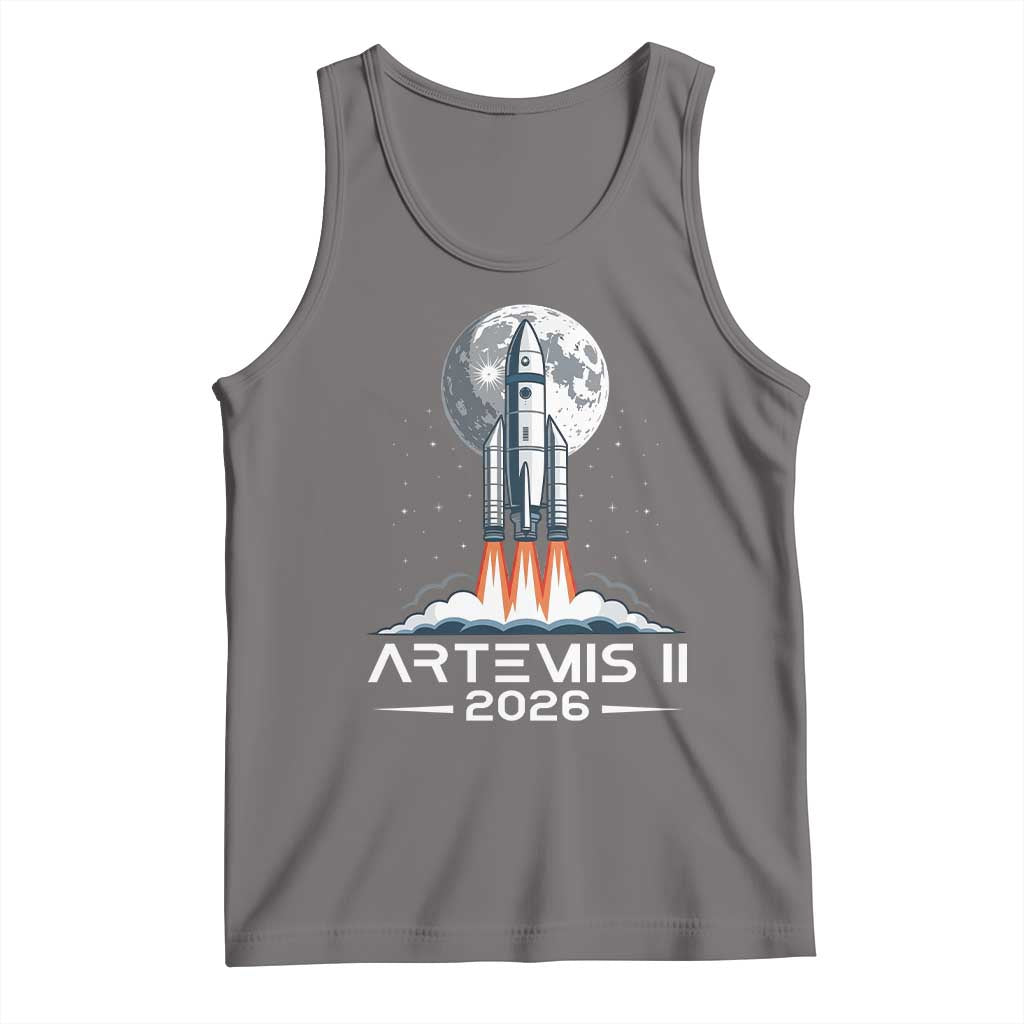 Lunar Journey 2026 Retro Rocket Launch Tank Top Space Exploration Astronomy Enthusiasts Sci-Fi Lovers TS02 Deep Heather Print Your Wear