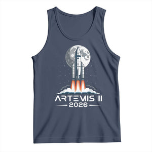 Lunar Journey 2026 Retro Rocket Launch Tank Top Space Exploration Astronomy Enthusiasts Sci-Fi Lovers TS02 Navy Print Your Wear