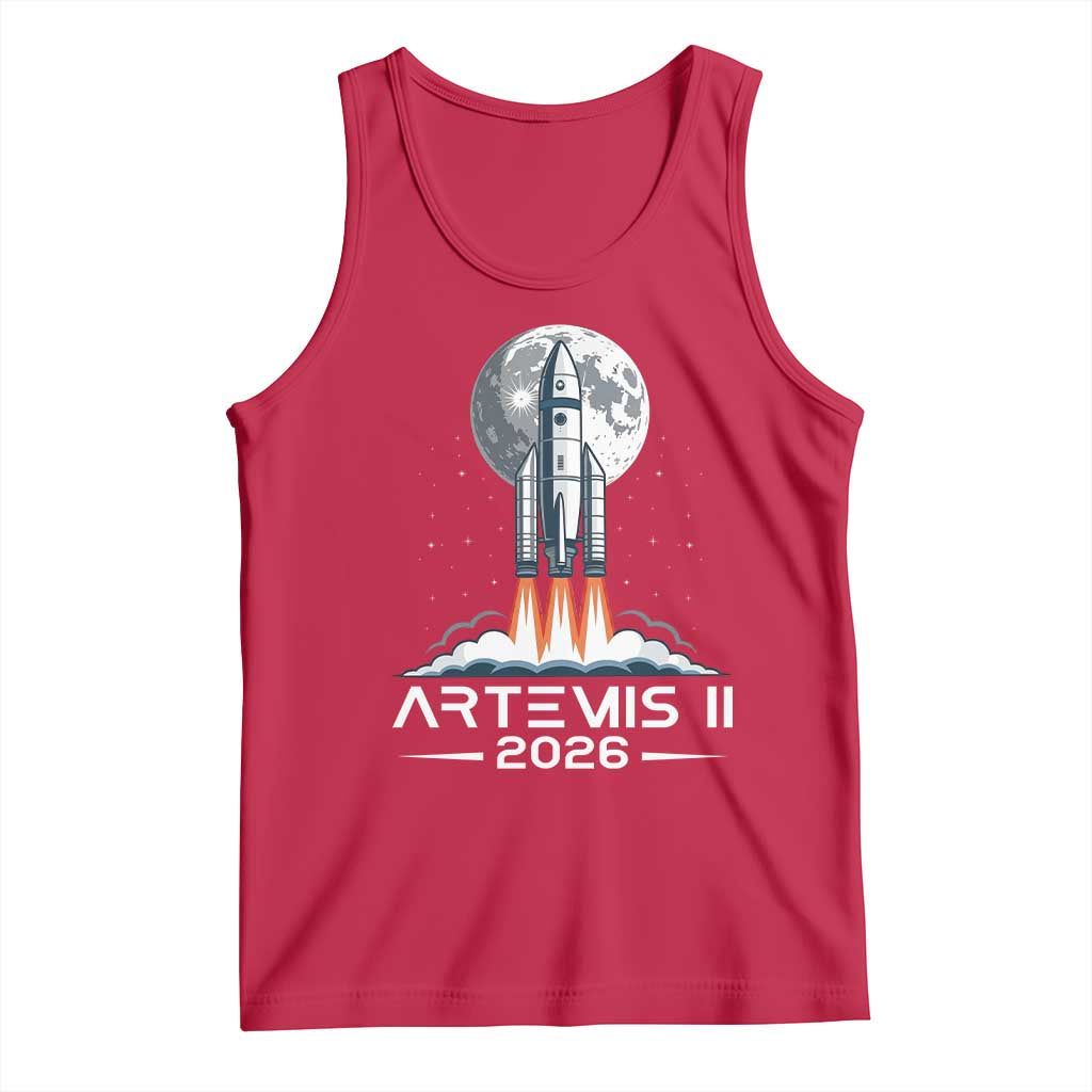 Lunar Journey 2026 Retro Rocket Launch Tank Top Space Exploration Astronomy Enthusiasts Sci-Fi Lovers TS02 Red Print Your Wear