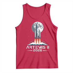 Lunar Journey 2026 Retro Rocket Launch Tank Top Space Exploration Astronomy Enthusiasts Sci-Fi Lovers TS02 Red Print Your Wear