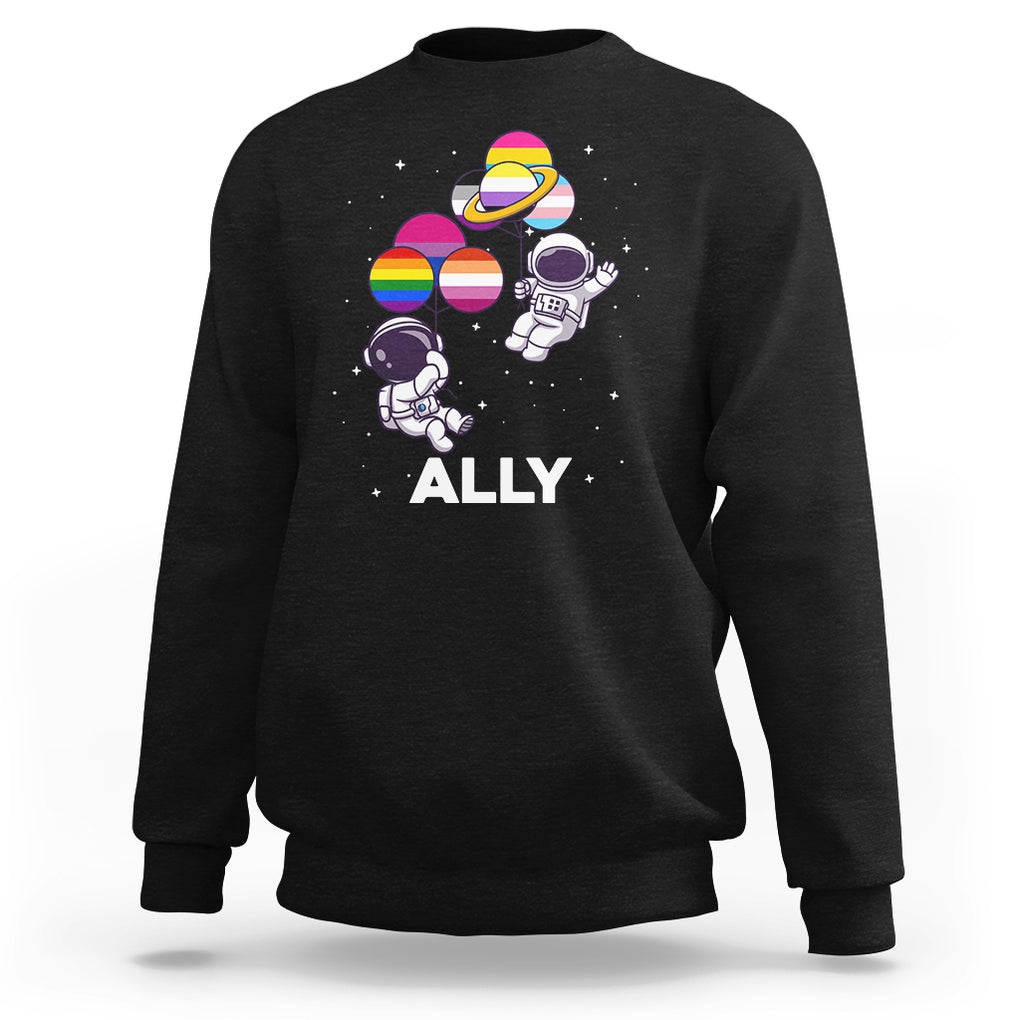 LGBT Ally Sweatshirt Proud Gay Support Astronaut Outer Space TS02 Black Printyourwear