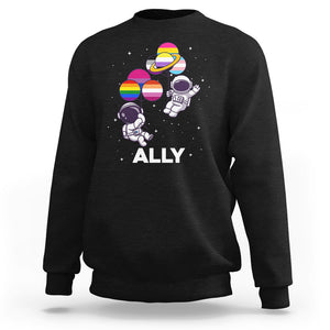 LGBT Ally Sweatshirt Proud Gay Support Astronaut Outer Space TS02 Black Printyourwear