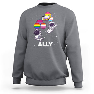 LGBT Ally Sweatshirt Proud Gay Support Astronaut Outer Space TS02 Charcoal Printyourwear