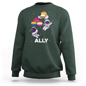 LGBT Ally Sweatshirt Proud Gay Support Astronaut Outer Space TS02 Dark Forest Green Printyourwear