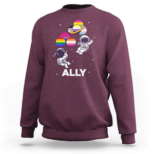 LGBT Ally Sweatshirt Proud Gay Support Astronaut Outer Space TS02 Maroon Printyourwear