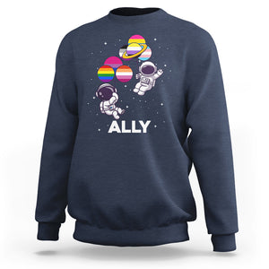 LGBT Ally Sweatshirt Proud Gay Support Astronaut Outer Space TS02 Navy Printyourwear