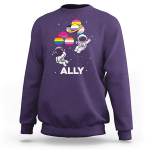 LGBT Ally Sweatshirt Proud Gay Support Astronaut Outer Space TS02 Purple Printyourwear