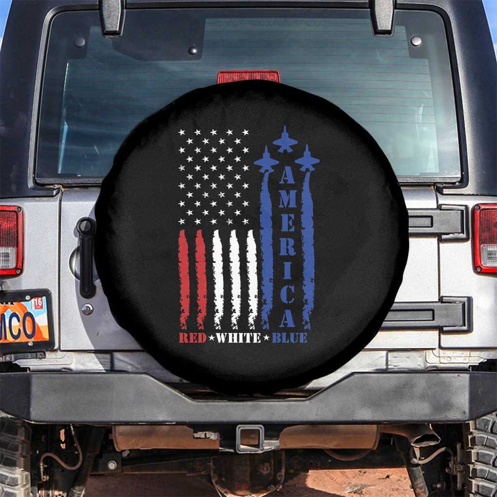 American Patriotic Spare Tire Cover 4th of July Red White And Blue US Flag TS02 No hole Black Print Your Wear