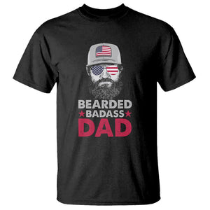 Funny Patriots American Men Bearded Badass Dad T Shirt TS02 Black Printyourwear