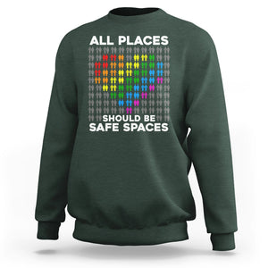 LGBT Support Sweatshirt All Places Should Be Safe Spaces Gay Pride Ally TS02 Dark Forest Green Printyourwear