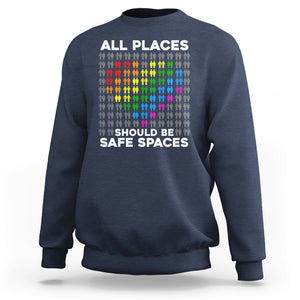 LGBT Support Sweatshirt All Places Should Be Safe Spaces Gay Pride Ally TS02 Navy Printyourwear