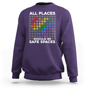 LGBT Support Sweatshirt All Places Should Be Safe Spaces Gay Pride Ally TS02 Purple Printyourwear