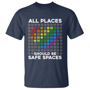 LGBT Support T Shirt All Places Should Be Safe Spaces Gay Pride Ally TS02 Navy Printyourwear