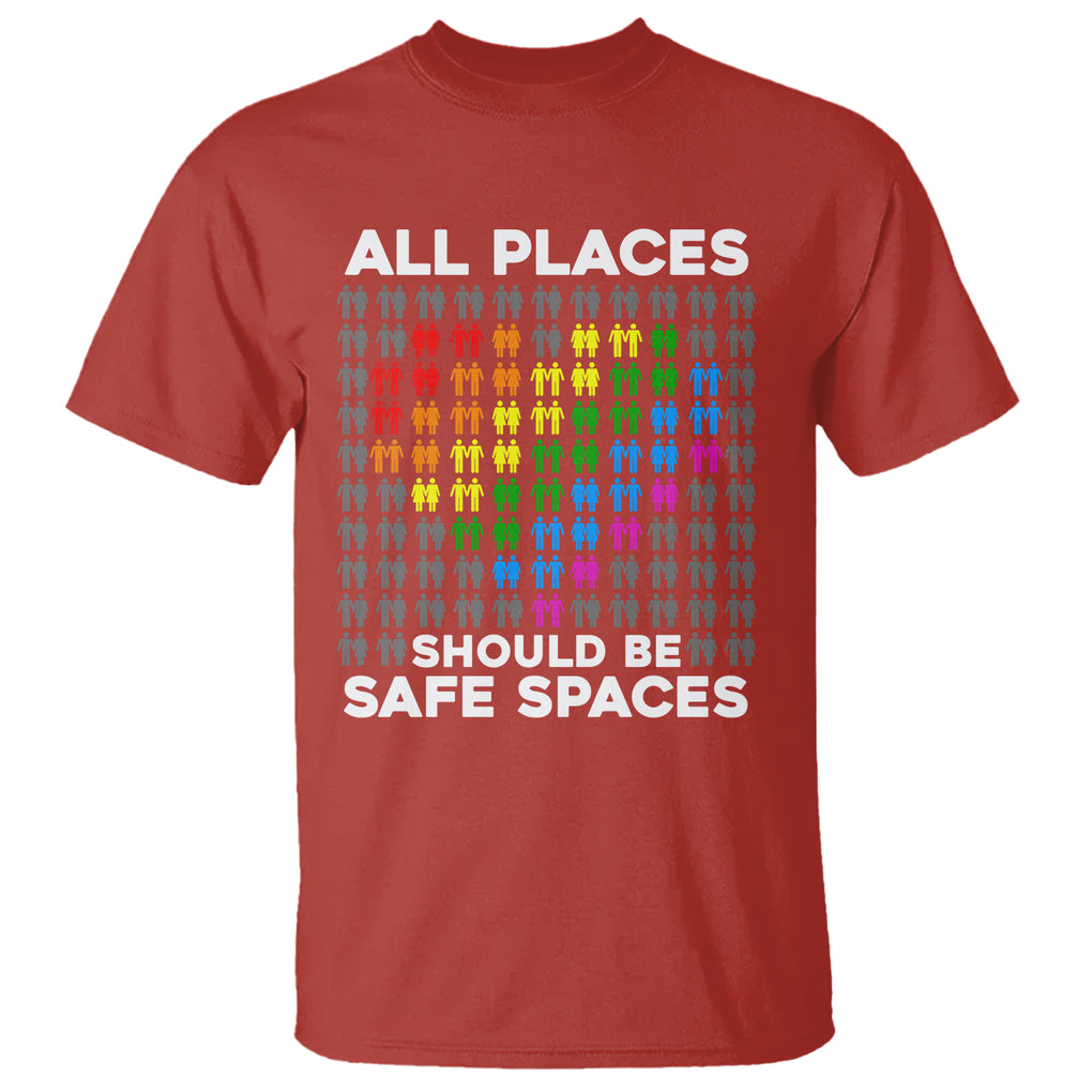 LGBT Support T Shirt All Places Should Be Safe Spaces Gay Pride Ally TS02 Red Printyourwear
