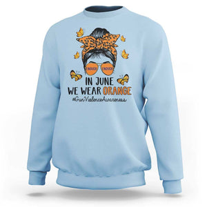 Gun Violence Awareness Sweatshirt In June We Wear Orange Messy Bun TS02 Light Blue Print Your Wear