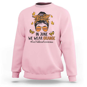 Gun Violence Awareness Sweatshirt In June We Wear Orange Messy Bun TS02 Light Pink Print Your Wear
