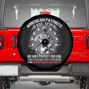 American Patriotic Spare Tire Cover We Will Protect Our Soil And Defend Our Freedom Est 1776 US Warriors TS02 Black Print Your Wear