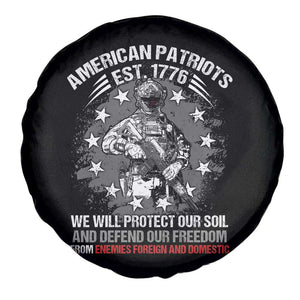 American Patriotic Spare Tire Cover We Will Protect Our Soil And Defend Our Freedom Est 1776 US Warriors TS02 Print Your Wear