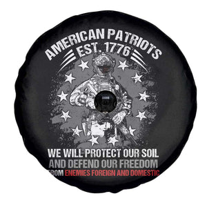 American Patriotic Spare Tire Cover We Will Protect Our Soil And Defend Our Freedom Est 1776 US Warriors TS02 Print Your Wear