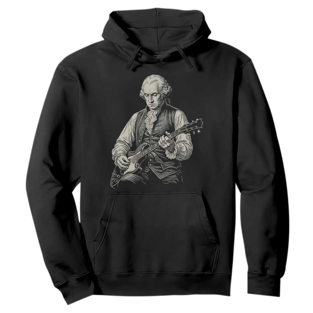 George Washington Rock Star Portrait Hoodie Funny Electric Guitar Player Founding Father Patriotic Graphic TS02 Black Print Your Wear