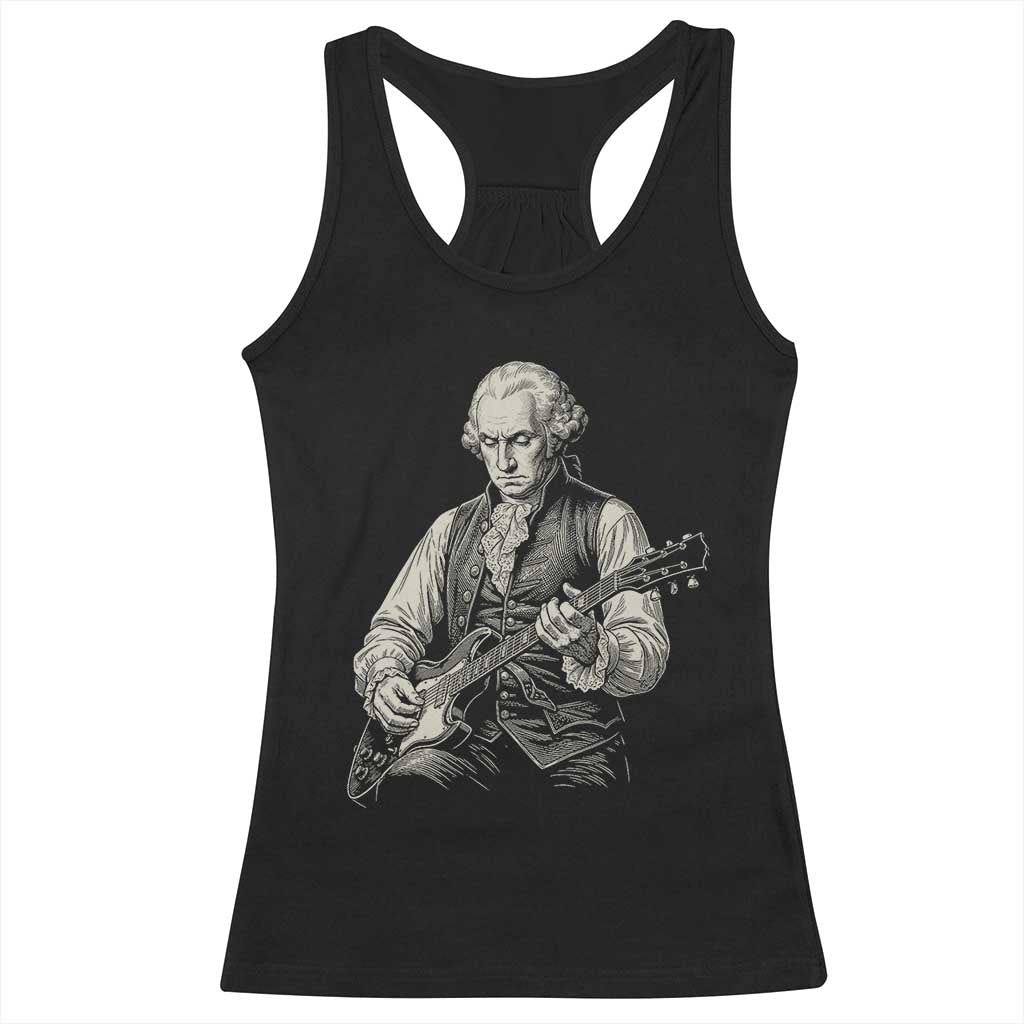 George Washington Rock Star Portrait Racerback Tank Top Funny Electric Guitar Player Founding Father Patriotic Graphic TS02 Black Print Your Wear