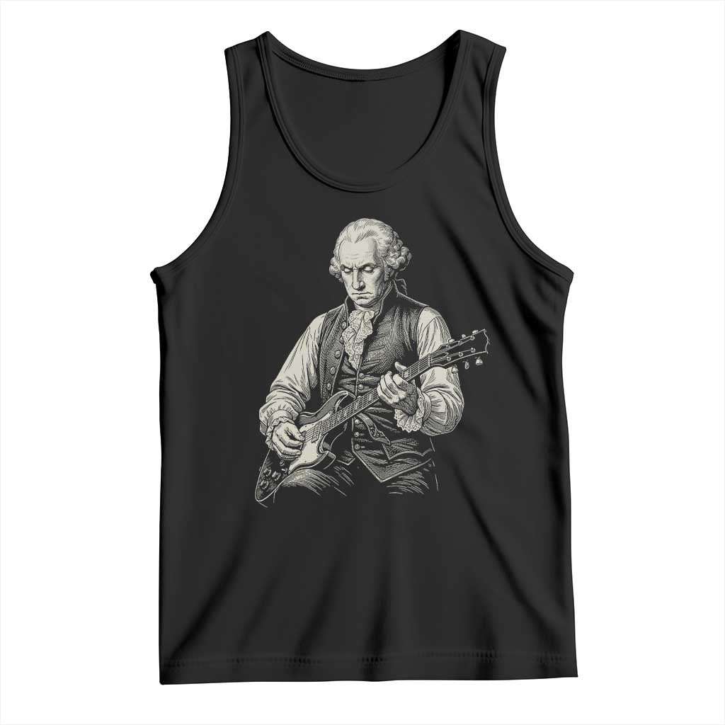 George Washington Rock Star Portrait Tank Top Funny Electric Guitar Player Founding Father Patriotic Graphic TS02 Black Print Your Wear