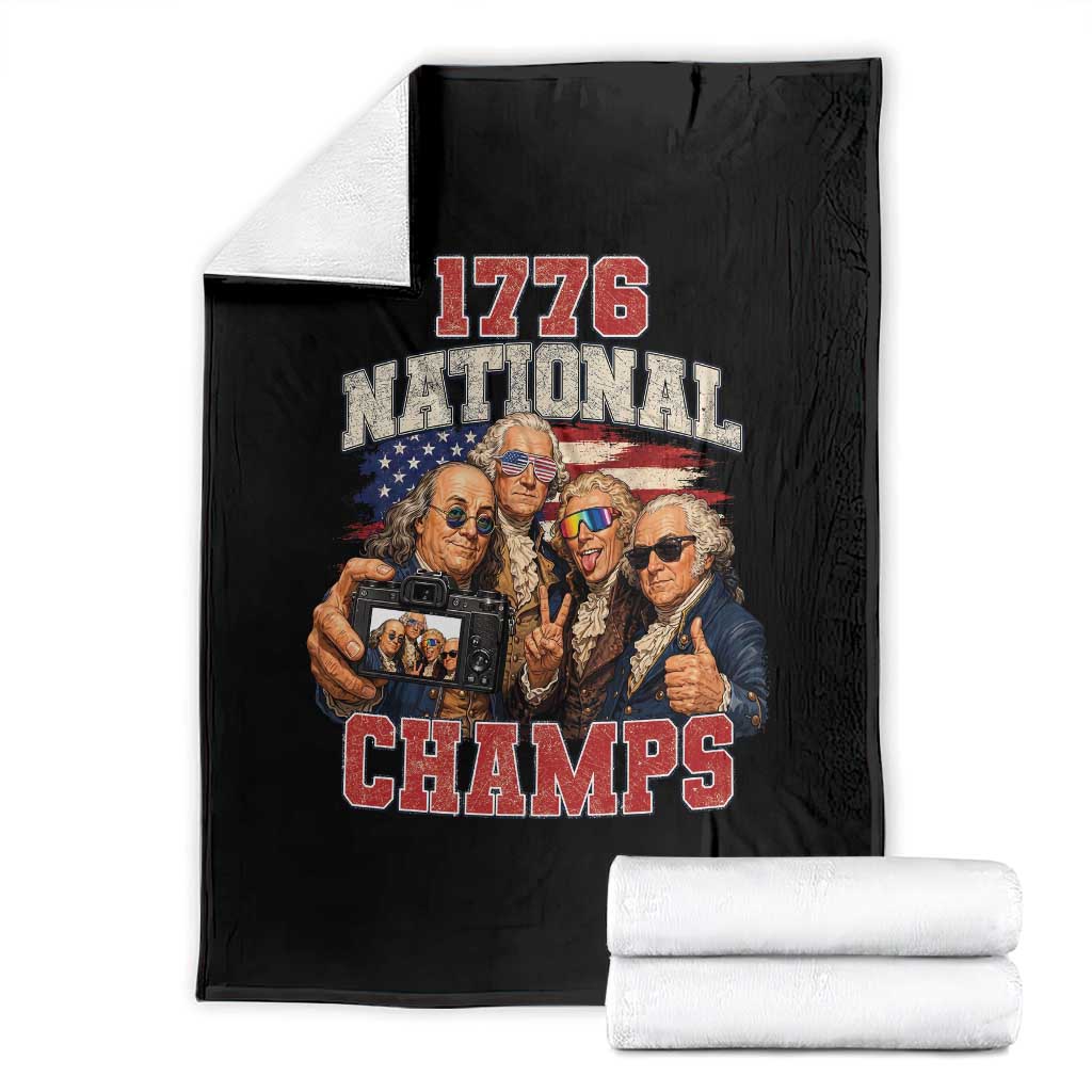 1776 National Champs Funny Founding Fathers Selfie Graphic Throw Blanket George Washington and Ben Franklin Cool Sunglasses Patriotic TS02 Black Print Your Wear