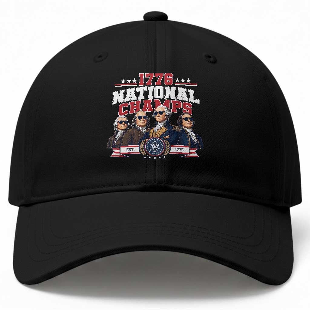 1776 National Champs Est 1776 Vintage Seal Baseball Cap Funny Cool Sunglasses Presidents and Founding Fathers Sports Style Patriotic TS02 Print Your Wear