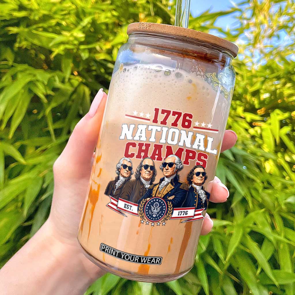 1776 National Champs Est 1776 Vintage Seal Glass Can Funny Cool Sunglasses Presidents and Founding Fathers Sports Style Patriotic TS02 Black Print Your Wear