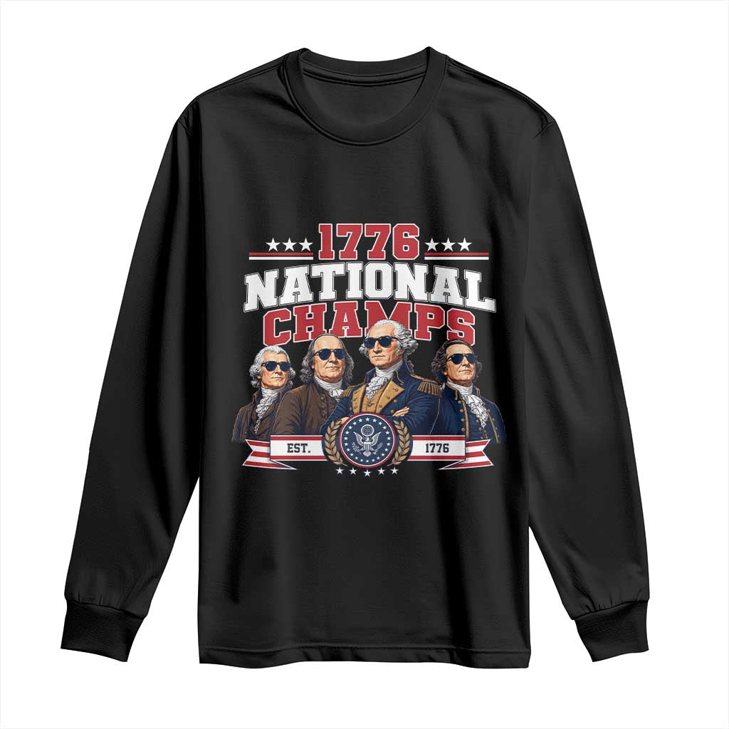 1776 National Champs Est 1776 Vintage Seal Long Sleeve Shirt Funny Cool Sunglasses Presidents and Founding Fathers Sports Style Patriotic TS02 Black Print Your Wear