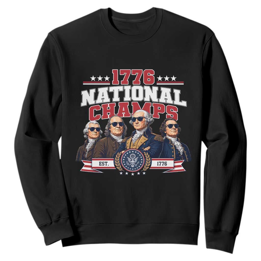 1776 National Champs Est 1776 Vintage Seal Sweatshirt Funny Cool Sunglasses Presidents and Founding Fathers Sports Style Patriotic TS02 Black Print Your Wear