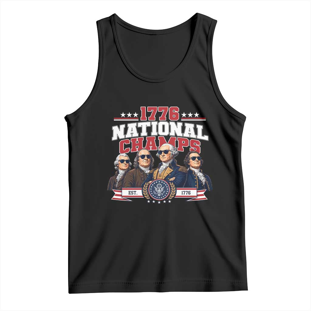 1776 National Champs Est 1776 Vintage Seal Tank Top Funny Cool Sunglasses Presidents and Founding Fathers Sports Style Patriotic TS02 Black Print Your Wear