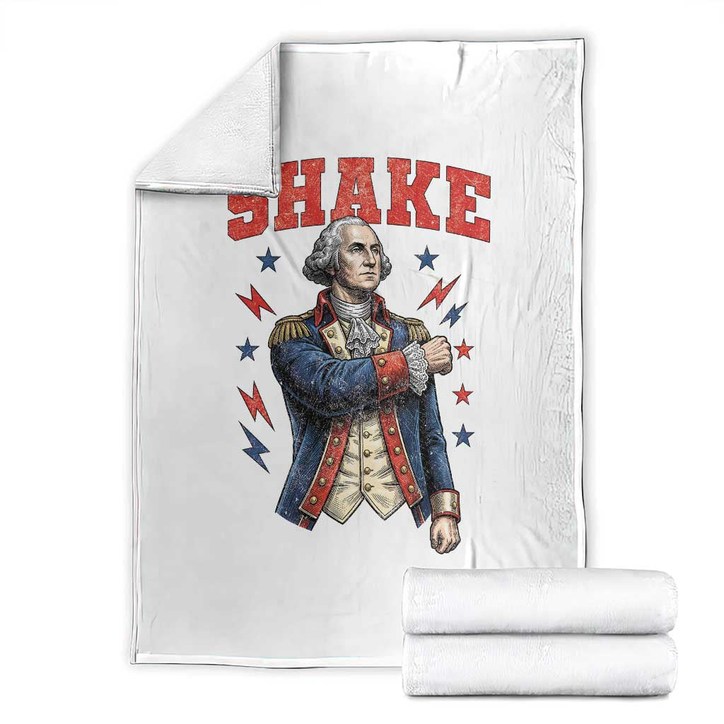 Shake Funny George Washington Patriotic Graphic Matching Throw Blanket Vintage Founding Father Distressed Stars and Lightning Bolts Dynamic Duo TS02 White Print Your Wear