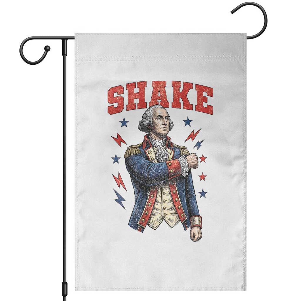 Shake Funny George Washington Patriotic Graphic Matching Garden Flag Vintage Founding Father Distressed Stars and Lightning Bolts Dynamic Duo TS02 White Print Your Wear