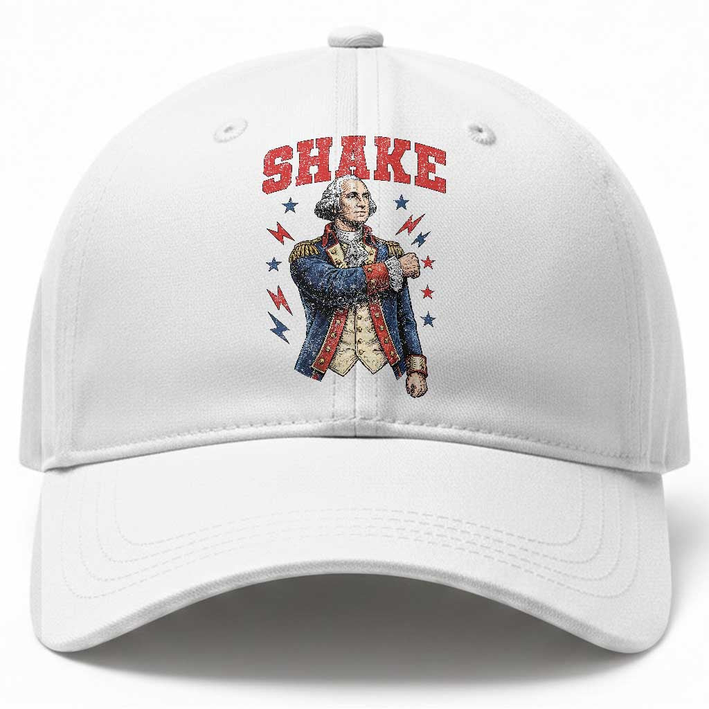Shake Funny George Washington Patriotic Graphic Matching Baseball Cap Vintage Founding Father Distressed Stars and Lightning Bolts Dynamic Duo TS02 Print Your Wear