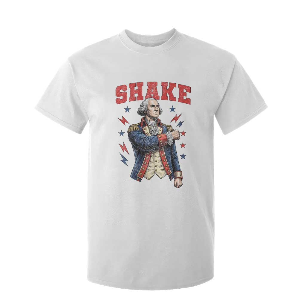 Shake Funny George Washington Patriotic Graphic Matching T Shirt For Kid Vintage Founding Father Distressed Stars and Lightning Bolts Dynamic Duo TS02 White Print Your Wear