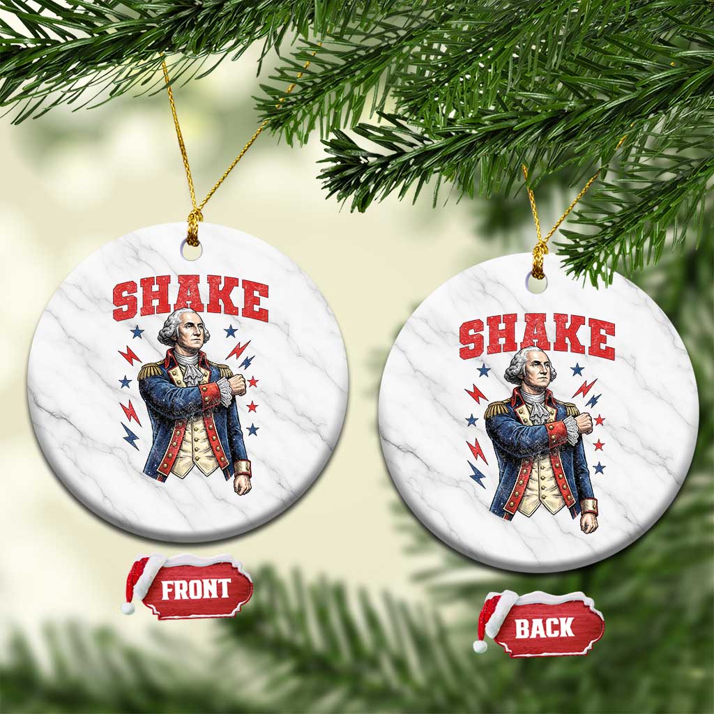 Shake Funny George Washington Patriotic Graphic Matching Ceramic Ornament Vintage Founding Father Distressed Stars and Lightning Bolts Dynamic Duo TS02 1pc White Marble Print Your Wear