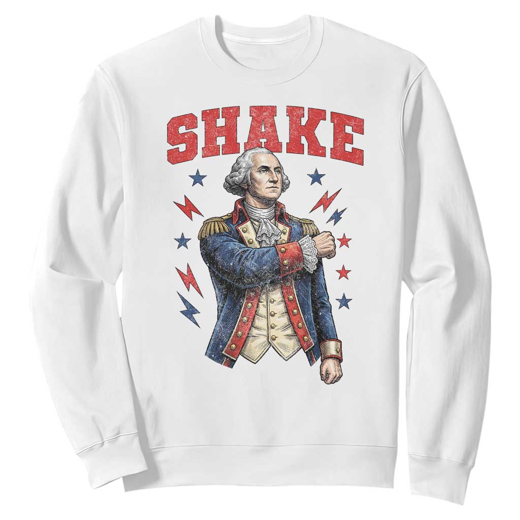 Shake Funny George Washington Patriotic Graphic Matching Sweatshirt Vintage Founding Father Distressed Stars and Lightning Bolts Dynamic Duo TS02 White Print Your Wear
