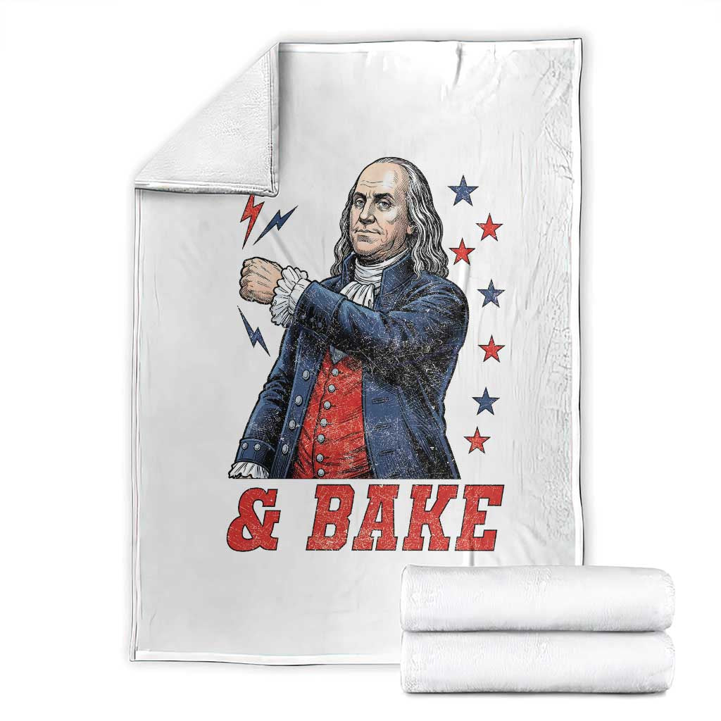 And Bake Funny Benjamin Franklin Patriotic Graphic Matching Throw Blanket Vintage Founding Father Distressed Stars and Lightning Bolts Dynamic Duo TS02 White Print Your Wear