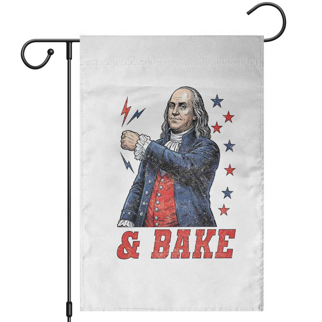 And Bake Funny Benjamin Franklin Patriotic Graphic Matching Garden Flag Vintage Founding Father Distressed Stars and Lightning Bolts Dynamic Duo TS02 White Print Your Wear