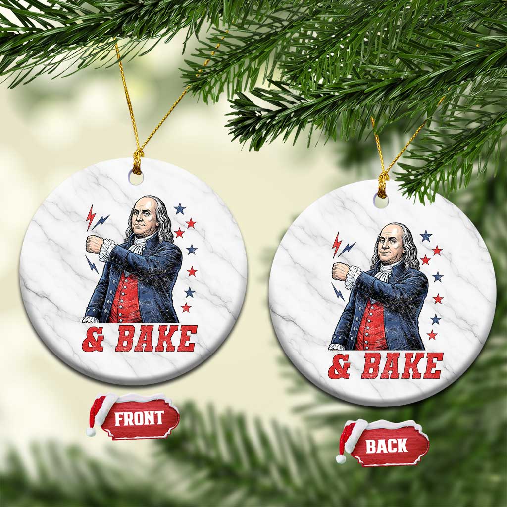 And Bake Funny Benjamin Franklin Patriotic Graphic Matching Ceramic Ornament Vintage Founding Father Distressed Stars and Lightning Bolts Dynamic Duo TS02 1pc White Marble Print Your Wear