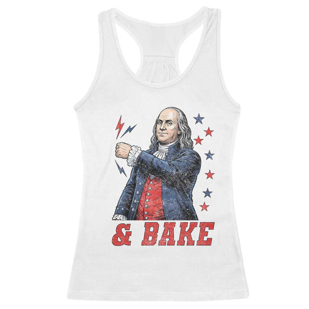 And Bake Funny Benjamin Franklin Patriotic Graphic Matching Racerback Tank Top Vintage Founding Father Distressed Stars and Lightning Bolts Dynamic Duo TS02 White Print Your Wear