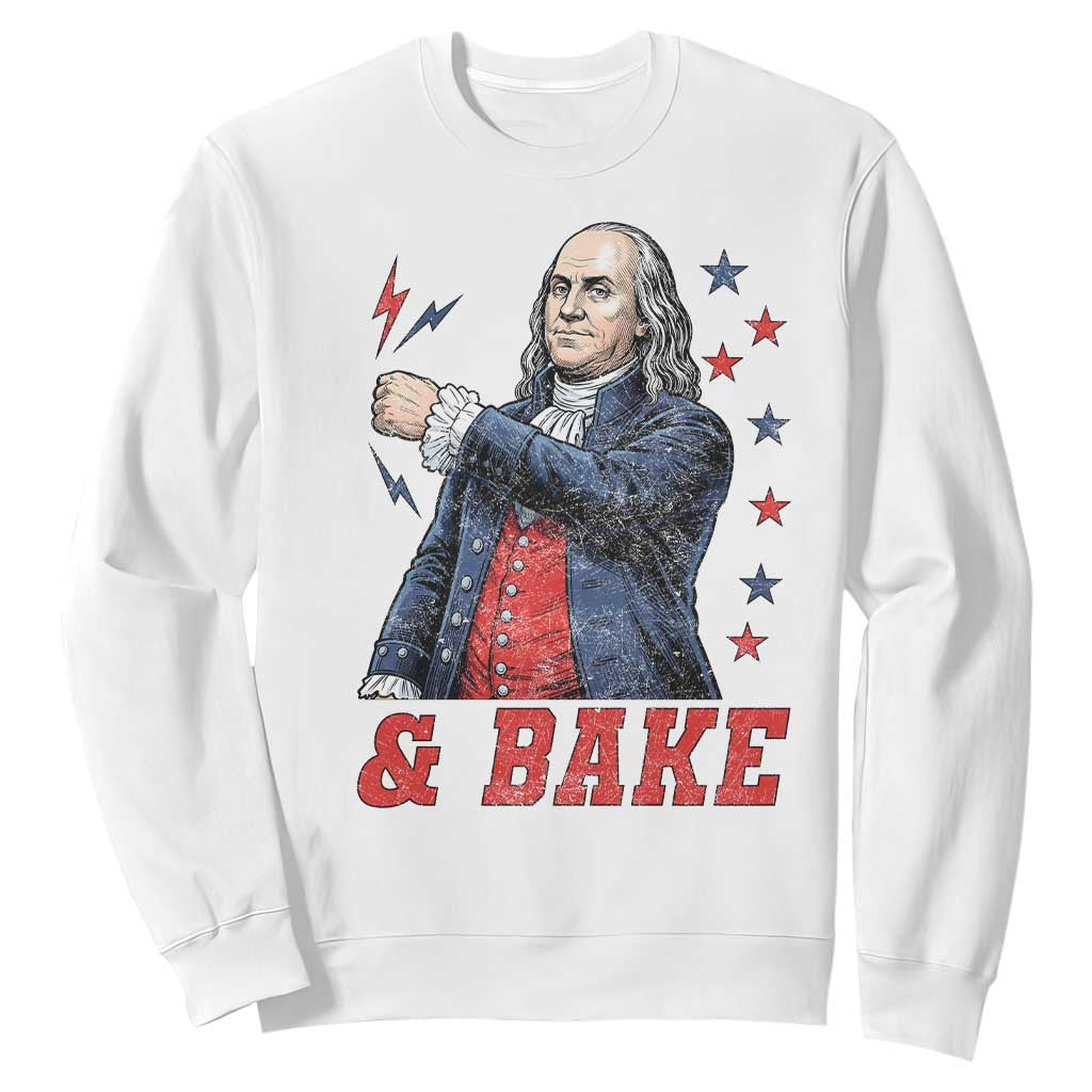 And Bake Funny Benjamin Franklin Patriotic Graphic Matching Sweatshirt Vintage Founding Father Distressed Stars and Lightning Bolts Dynamic Duo TS02 White Print Your Wear