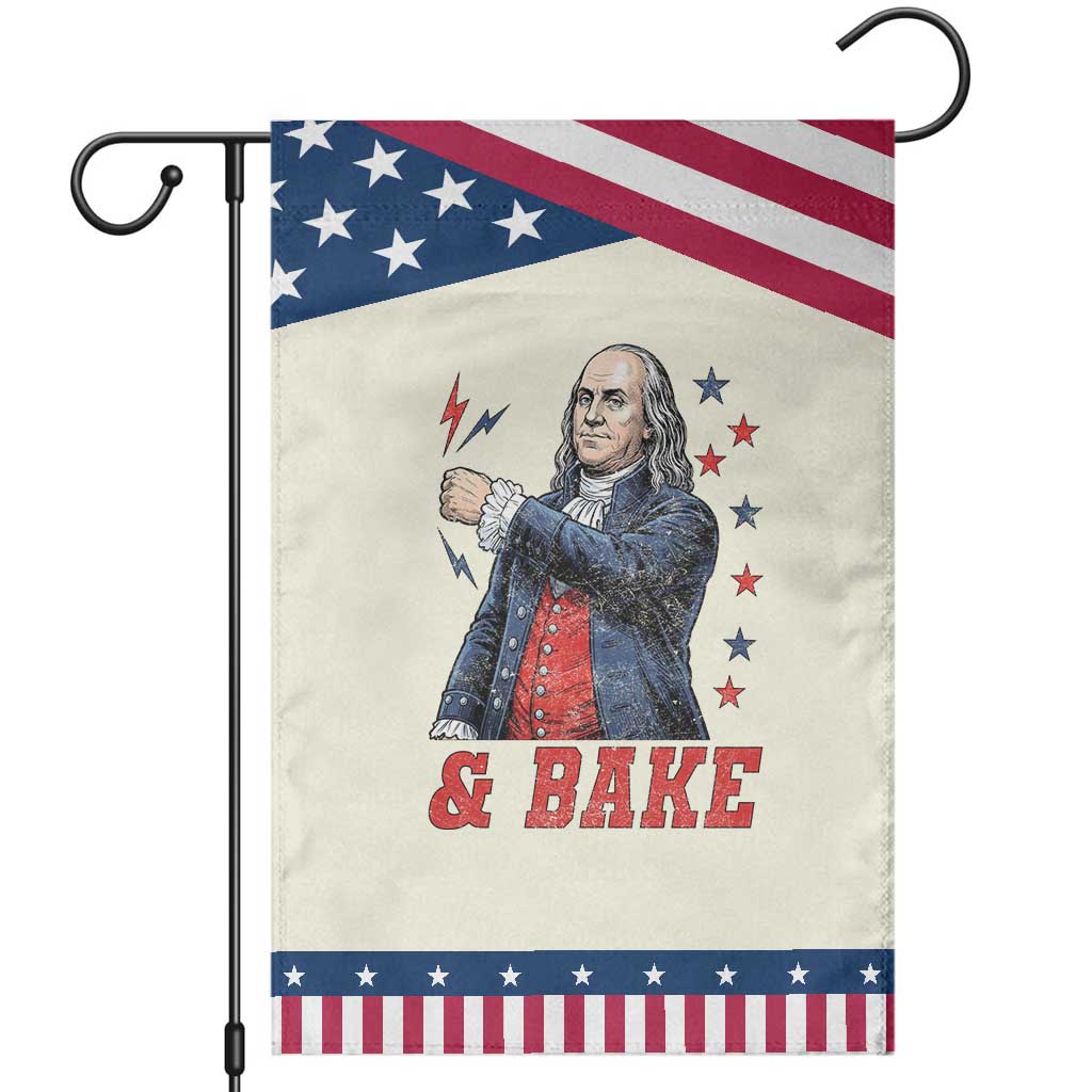 And Bake Funny Benjamin Franklin Graphic Matching Patriotic Garden Flag Vintage Founding Father Distressed Stars and Lightning Bolts Dynamic Duo TS02 Modern Beige Blue Print Your Wear