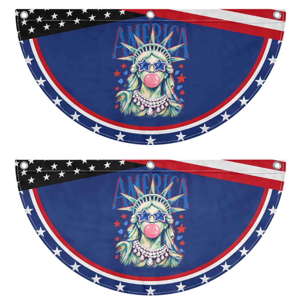 America Statue of Liberty Blowing Bubblegum Patriotic Fan Flag Star and Glasses Summer Vibes Graphic TS02 2pcs pack Classic Navy Print Your Wear