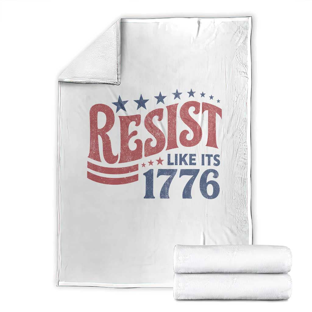 Resist Like Its 1776 Throw Blanket Vintage Distressed Patriotic Political Satire Graphic TS02 White Print Your Wear