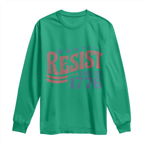 Resist Like Its 1776 Long Sleeve Shirt Vintage Distressed Patriotic Political Satire Graphic TS02 Irish Green Print Your Wear